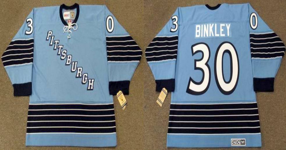 2019 Men Pittsburgh Penguins #30 Binkley Blue CCM NHL jerseys